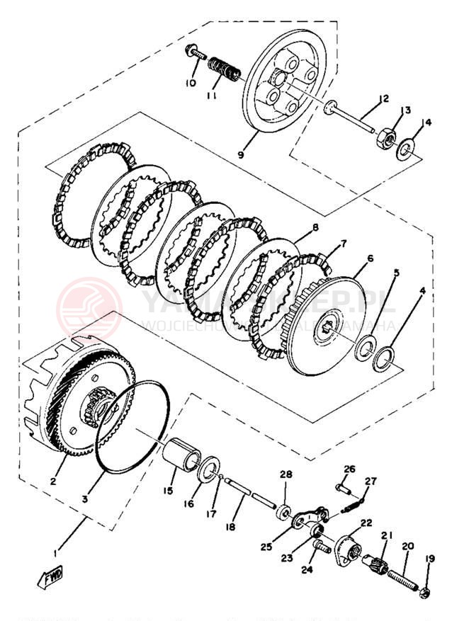 Schemat "sprzęgło" do Yamaha YZ80E