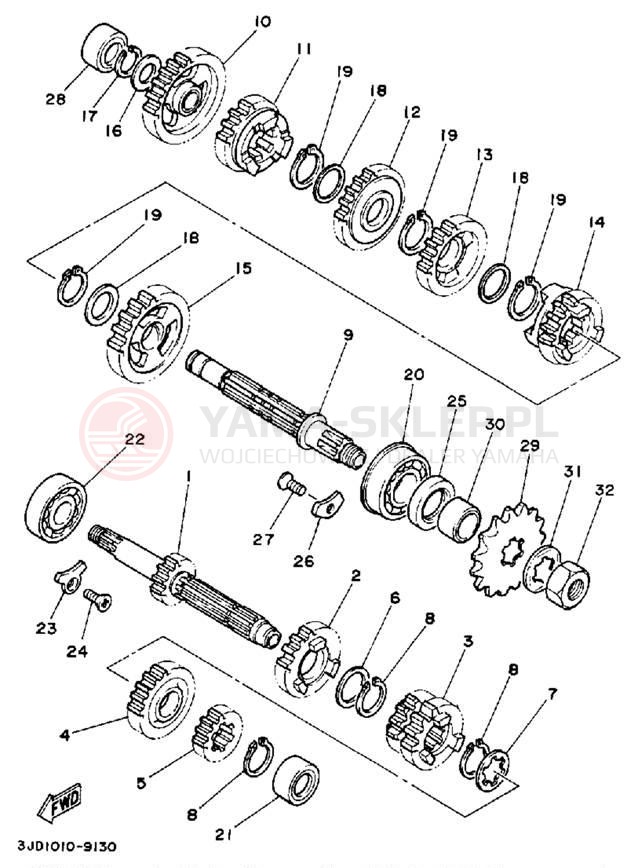 Schemat "Skrzynia biegów " do Yamaha YZ125A
