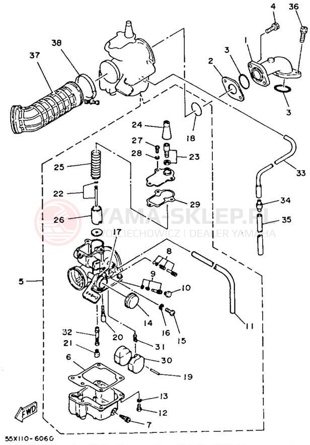 Schemat "Filtr powietrza" do Yamaha BADGER YFM80T