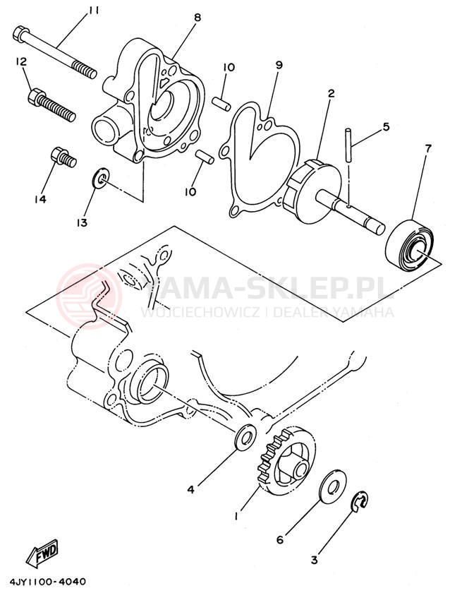 Schemat "Pompa wody" do Yamaha YZ125H1