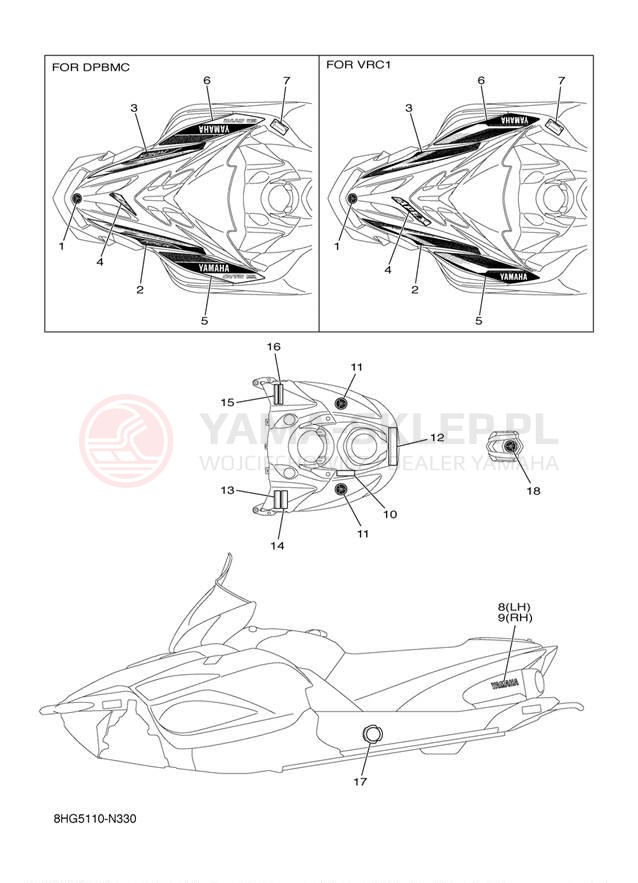 Schemat "naklejki" do Yamaha APEX RX10PEL/RX10PER