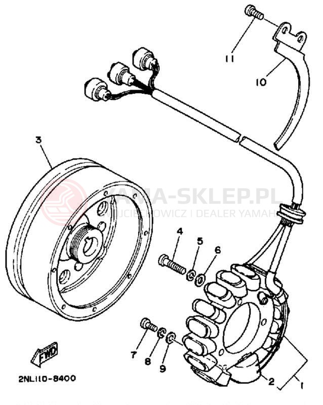 Schemat "prądnica" do Yamaha TERRA PRO YFP350U