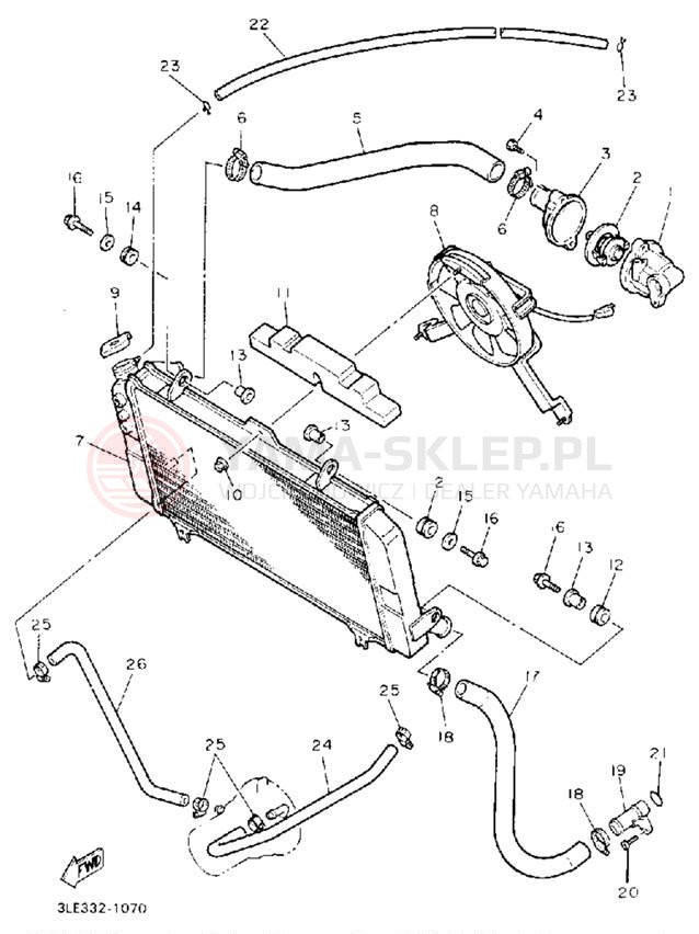Schemat "Układ chlodzenia" do Yamaha FZR1000D/FZR1000DC