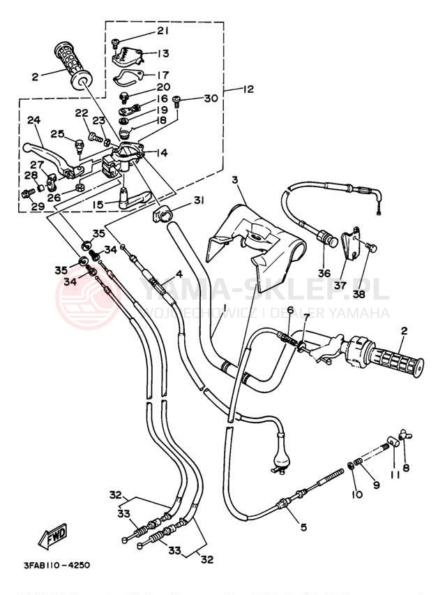 Schemat "Kierownica i osprzęt" do Yamaha BREEZE YFA1J