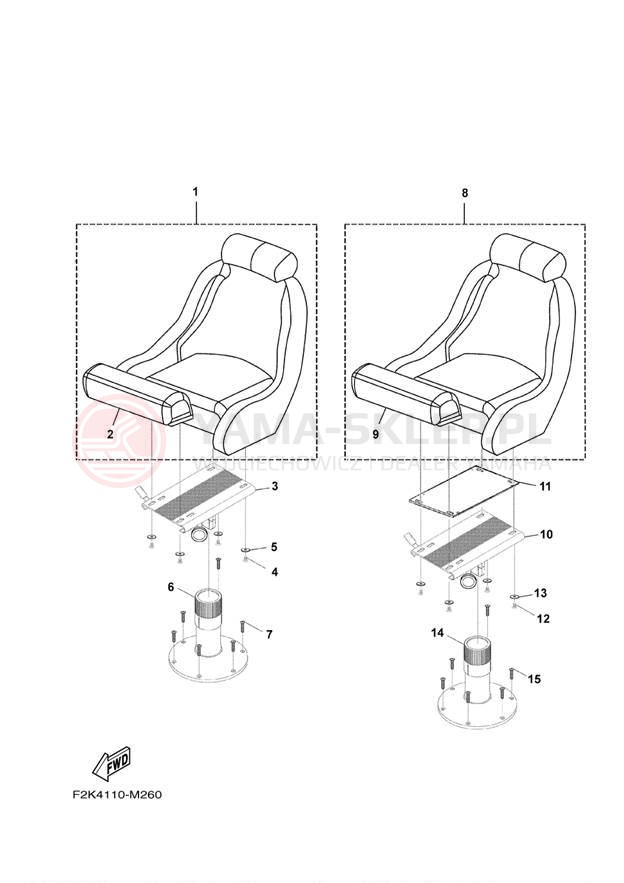 Schemat "SWIVEL SEAT" do Yamaha 212SS XAT1800CLM