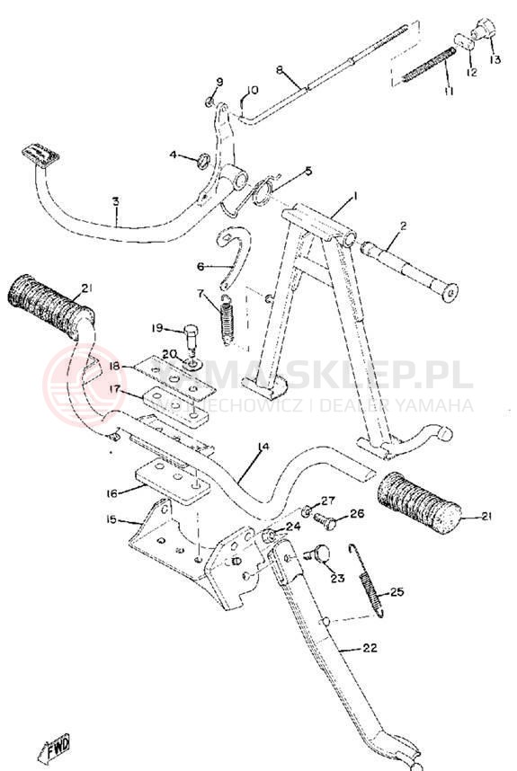 Schemat "Stopka postoj., dźw. Hamulca tył" do Yamaha CS5
