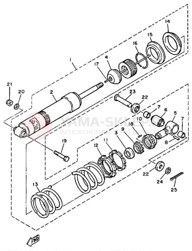 Schemat "zawieszenie tył" do Yamaha XT600NC/XT600N
