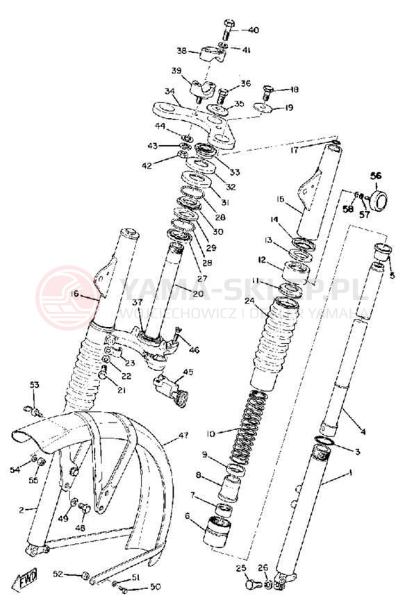 Schemat "Amortyzatory przód" do Yamaha YG5T