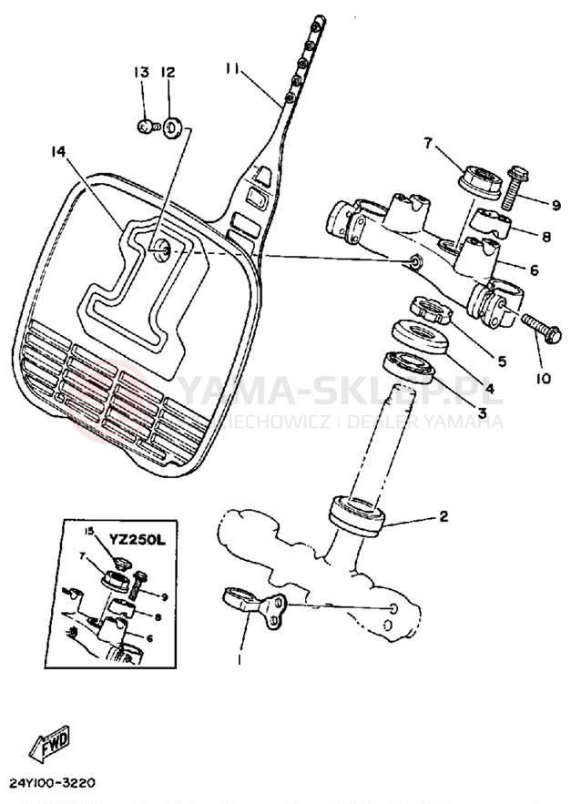 Schemat "Półki zawieszenia" do Yamaha YZ250L