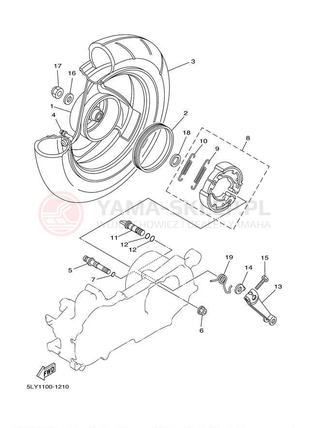 Schemat "Koło tył" do Yamaha VINO YJ50RP