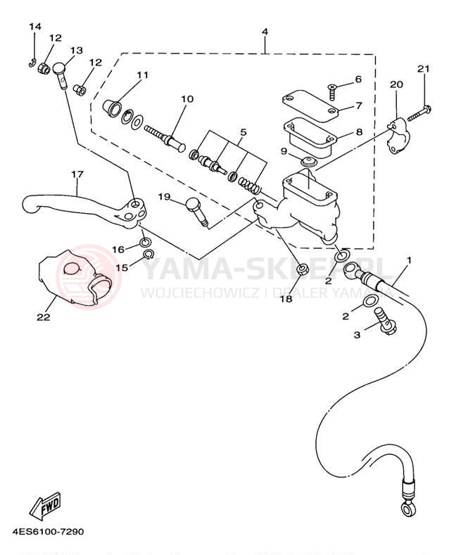 Schemat "Pompa hamulcowa przednia" do Yamaha YZ80 YZ80K1
