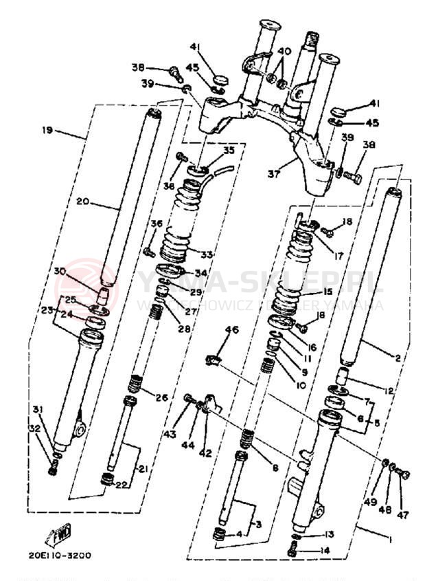 Schemat "Amortyzatory przód" do Yamaha YT175K