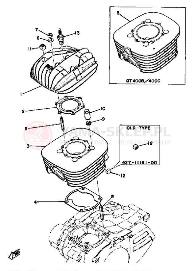 Schemat "głowica" do Yamaha DT250C/DT400C