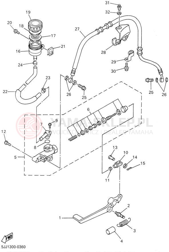 Schemat "Pompa hamulcowa tył" do Yamaha YZFR1 YZFR1SN/YZFR1SNC