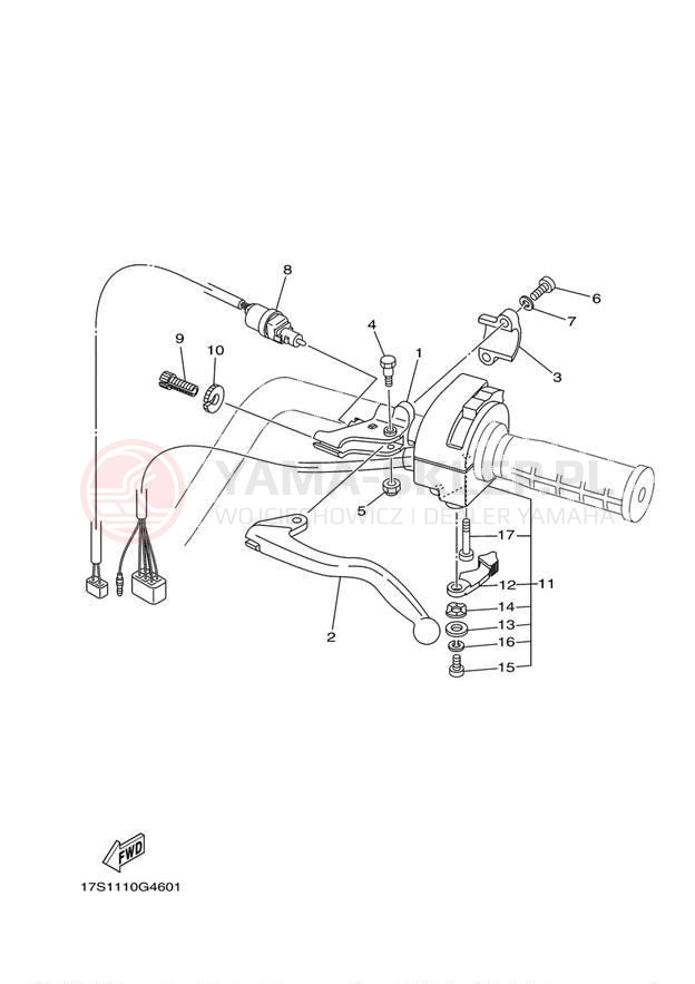 Schemat "Kierownica i osprzęt" do Yamaha GRIZZLY 450 HUNTER YFM45FGHX