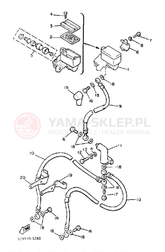 Schemat "Pompa hamulcowa przednia" do Yamaha XJ750MK