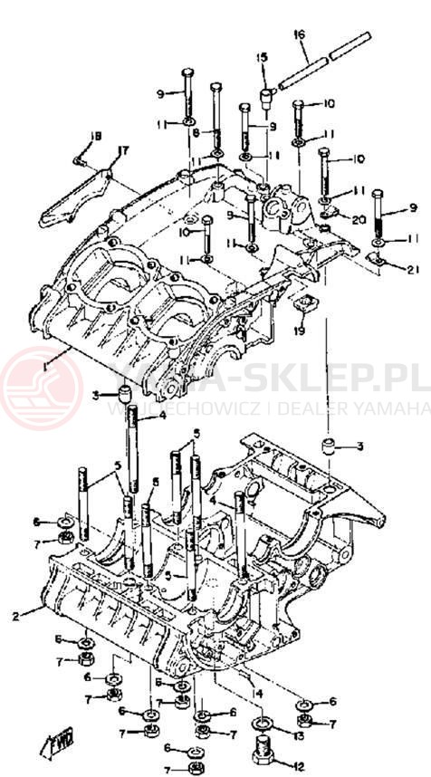 Schemat "Obudowa silnika" do Yamaha R5