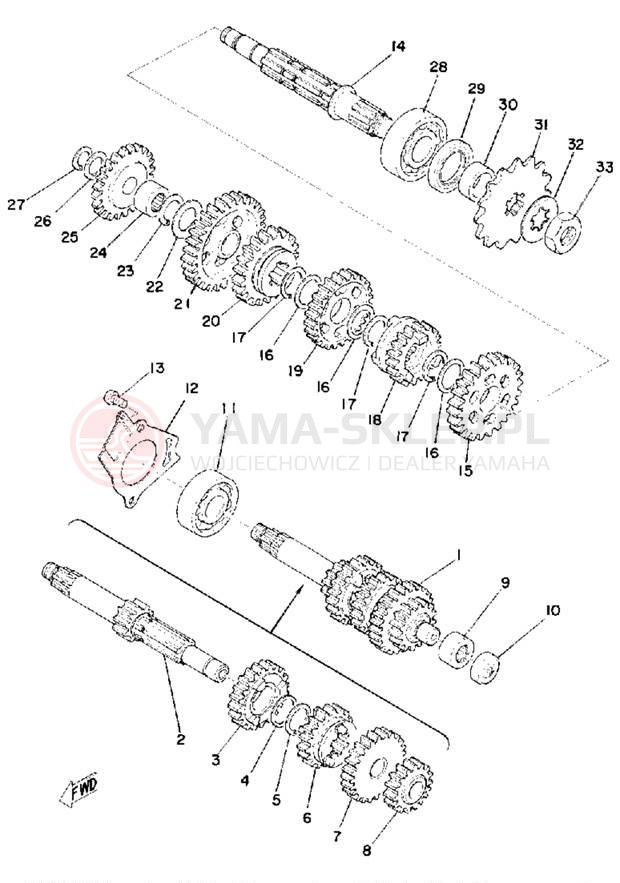 Schemat "Skrzynia biegów " do Yamaha RS100C