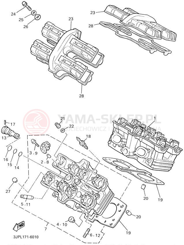 Schemat "głowica" do Yamaha V-MAX VMX1200M/VMX1200MC