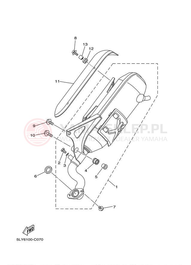 Schemat "Wydech końcowy" do Yamaha VINO YJ50RS