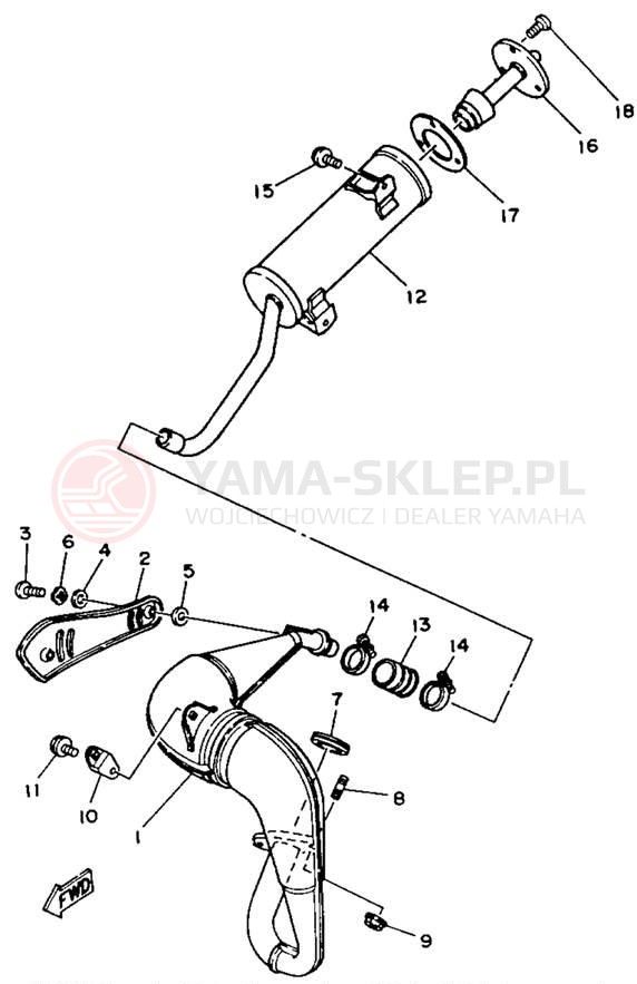 Schemat "Wydech końcowy" do Yamaha BLASTER YFS200D