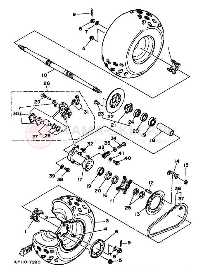 Schemat "Koło tył" do Yamaha WARRIOR YFM350XT