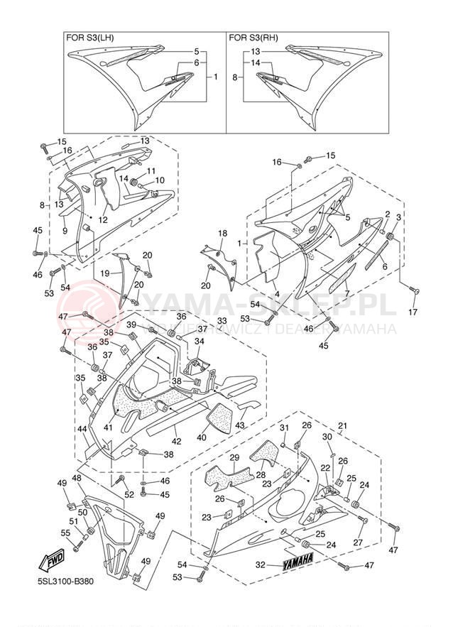 Schemat "elementy nadwozia" do Yamaha YZFR6 YZFR6R/YZFR6RC