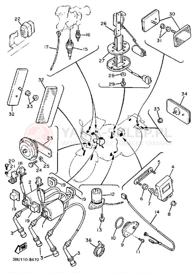 Schemat "układ elektryczny" do Yamaha FZ750UC/FZ750U