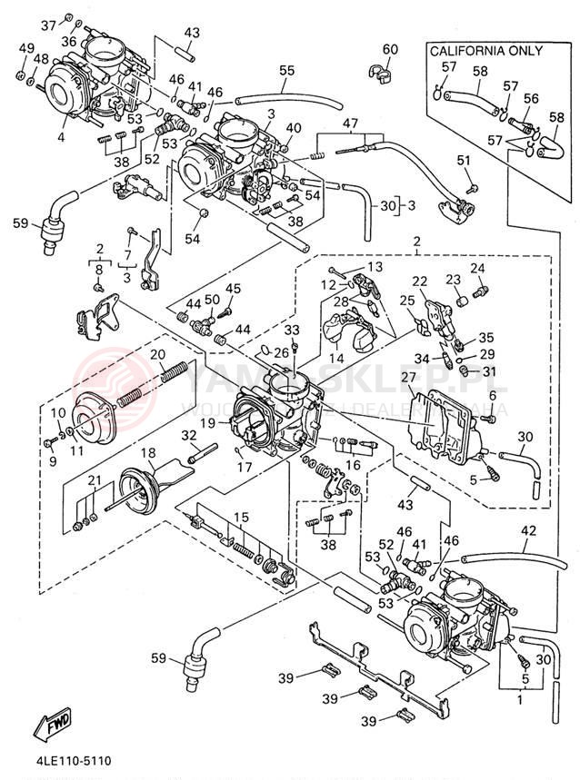 Schemat "Gaźnik" do Yamaha YZF750RHC/YZF750RH