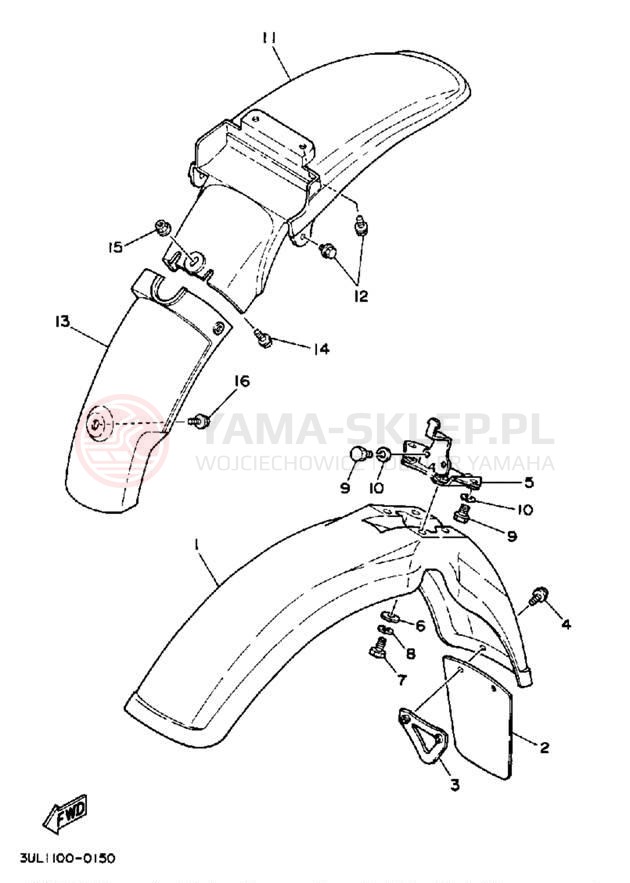 Schemat "błotnik" do Yamaha RT100A