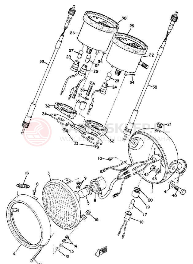 Schemat "Lampa przód i licznik" do Yamaha AT1E/AT1M