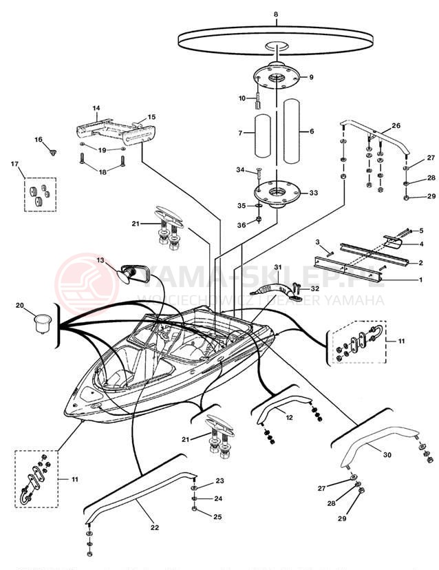 Schemat "HULL DECK FITTINGS" do Yamaha SX230 SRT1000AE