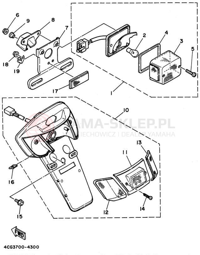 Schemat "lampa tył" do Yamaha JOG CY50K