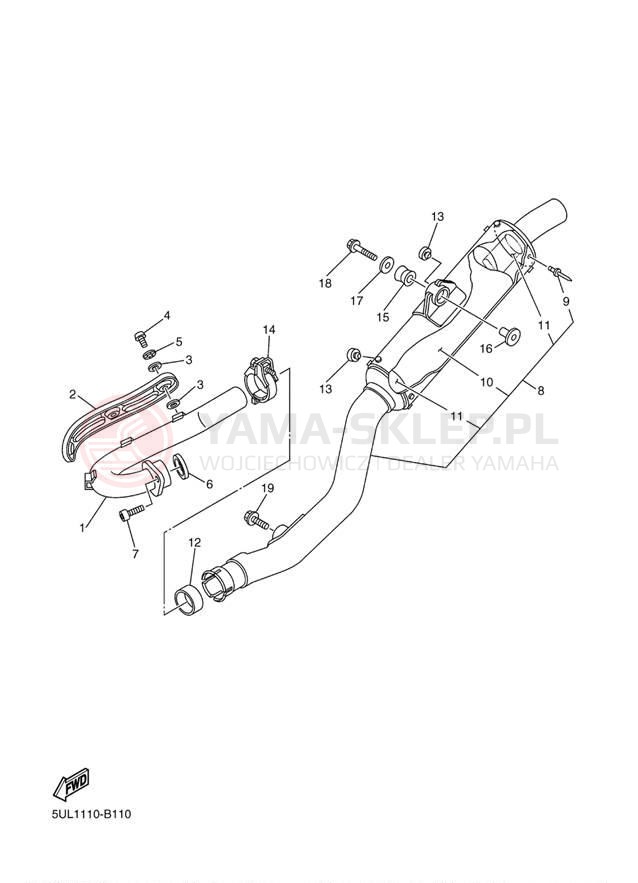 Schemat "Wydech końcowy" do Yamaha YZ250F YZ250FR