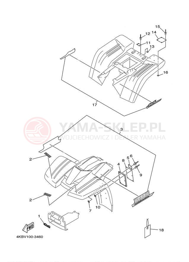 Schemat "naklejki" do Yamaha WOLVERINE 4WD YFM350FXR