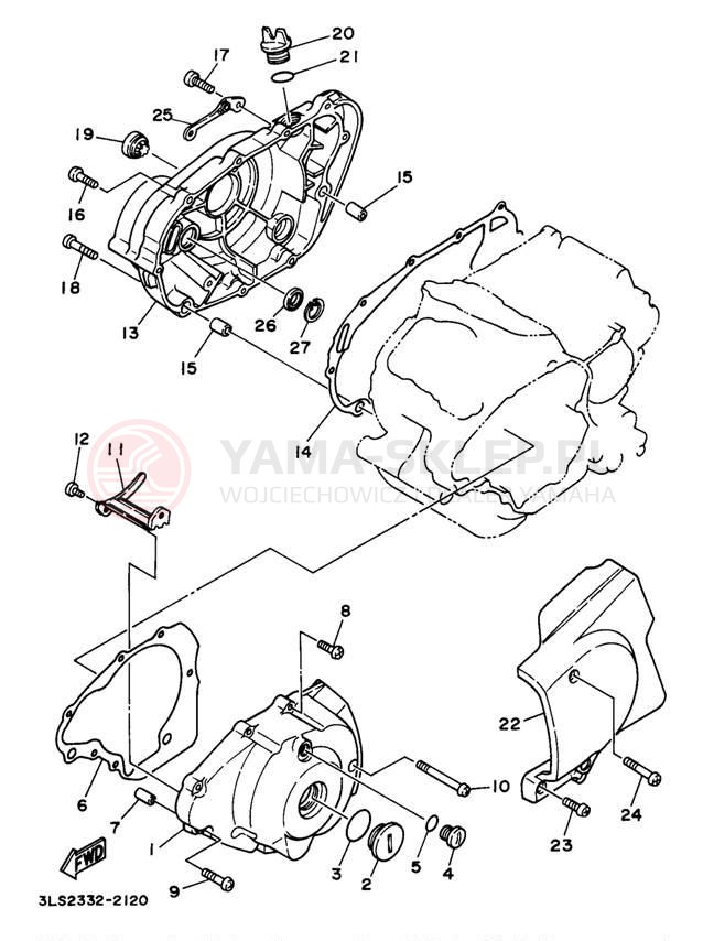 Schemat "Pokrywa silnika" do Yamaha VIRAGO 250 XV250N/XV250NC