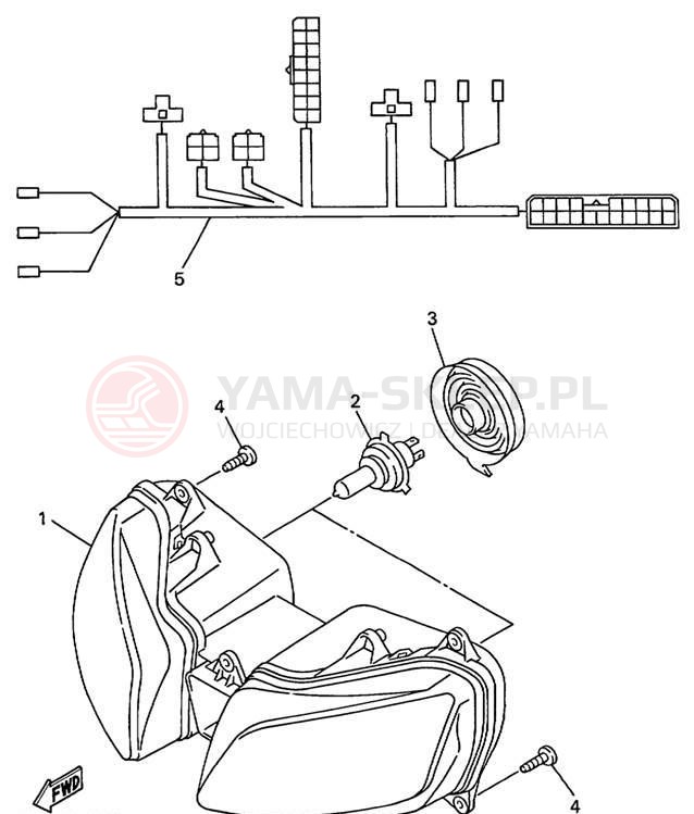 Schemat "Lampa przód" do Yamaha R1 YZFR1L/YZFR1LC