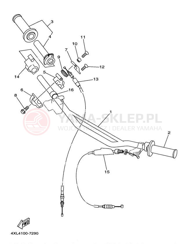 Schemat "Kierownica i osprzęt" do Yamaha COMPETITION YZ250J1