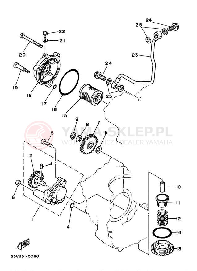 Schemat "Pompa olejowa" do Yamaha XT350J/XT350JC