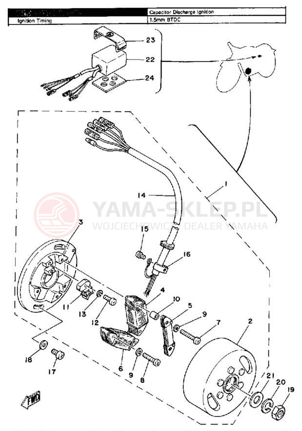Schemat "Moduł zapłonowy - cewka" do Yamaha IT125G