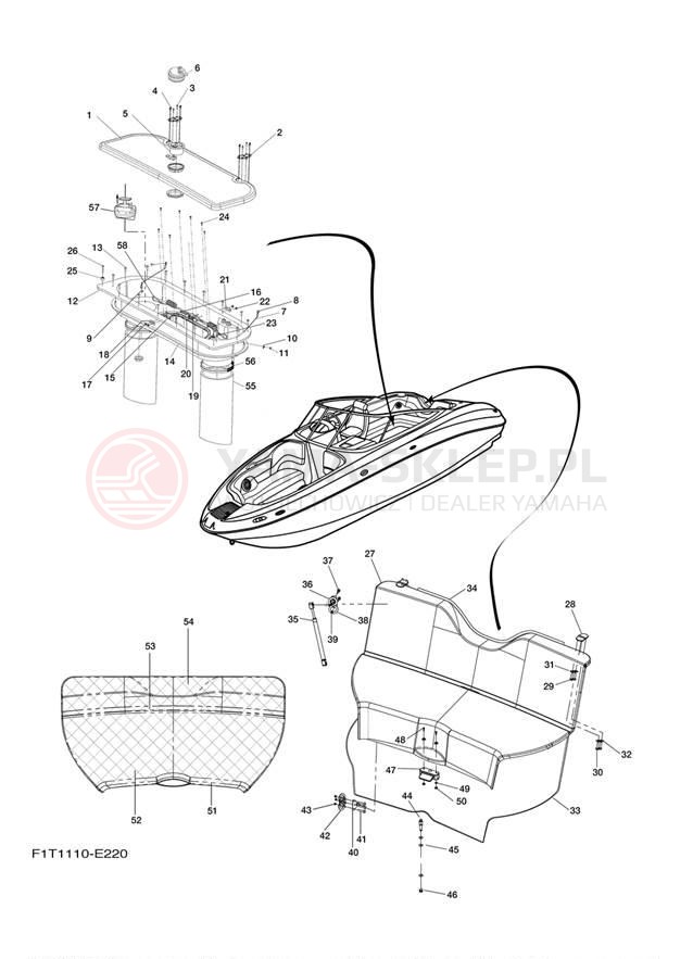 Schemat "DECK HATCH" do Yamaha SX210 FRT1100BG/FRT1100CG