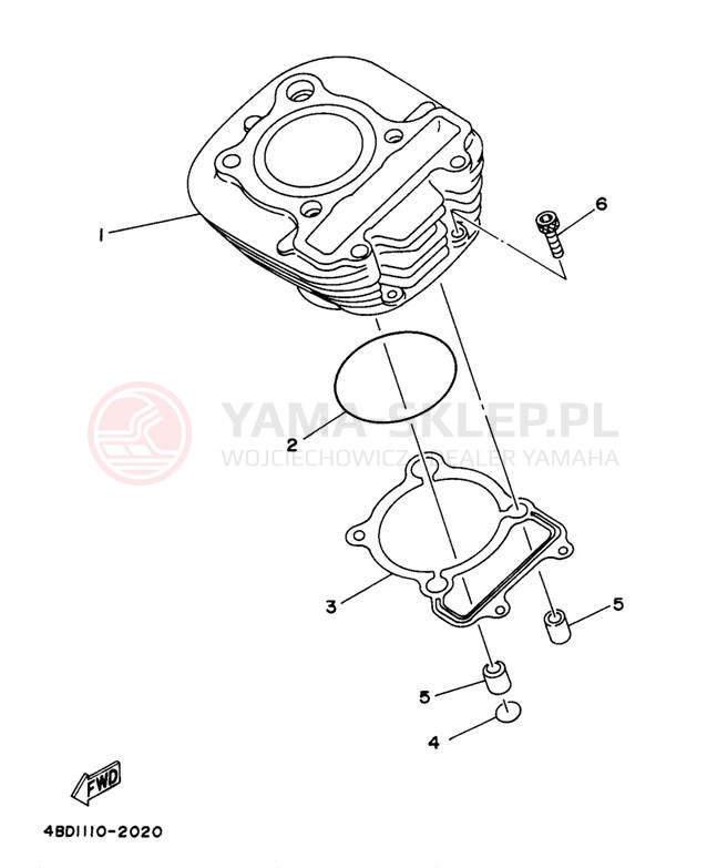 Schemat "cylinder" do Yamaha TIMBERWOLF 2WD YFB250UJ