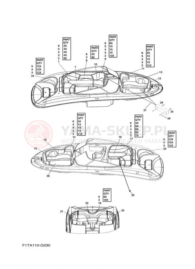 Schemat "Schowek pod siedzeniem," do Yamaha SX210 FRT1100BG/FRT1100CG