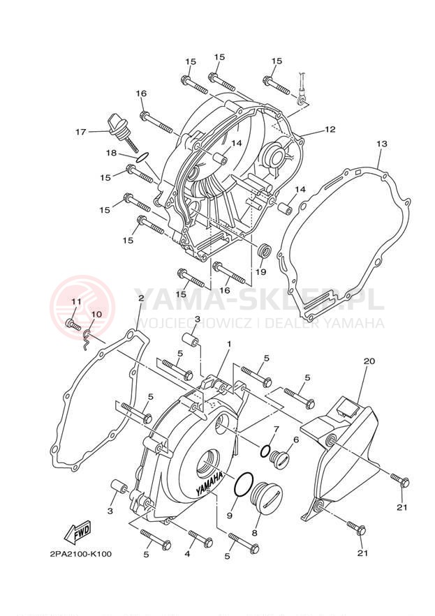 Schemat "Pokrywa silnika" do Yamaha RAPTOR 125 YFM125RDW/YFM125RDL