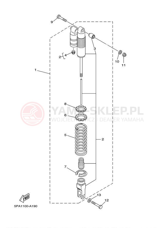 Schemat "zawieszenie tył" do Yamaha YZ85 YZ85R