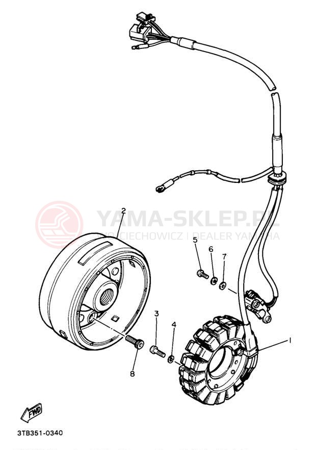 Schemat "prądnica" do Yamaha XT600EAC/XT600EA