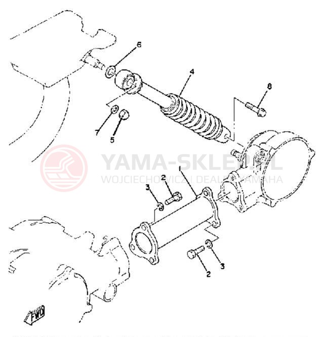 Schemat "wahacz, zawieszenie tył" do Yamaha QT50H