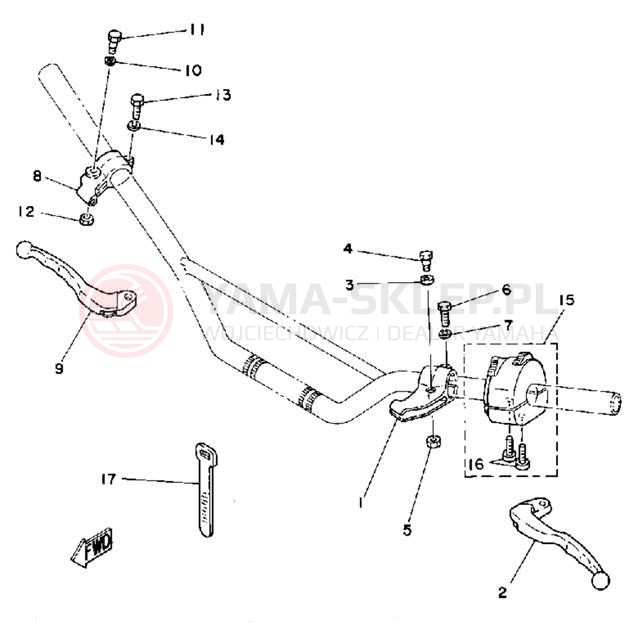 Schemat "Kierownica i osprzęt" do Yamaha IT125G