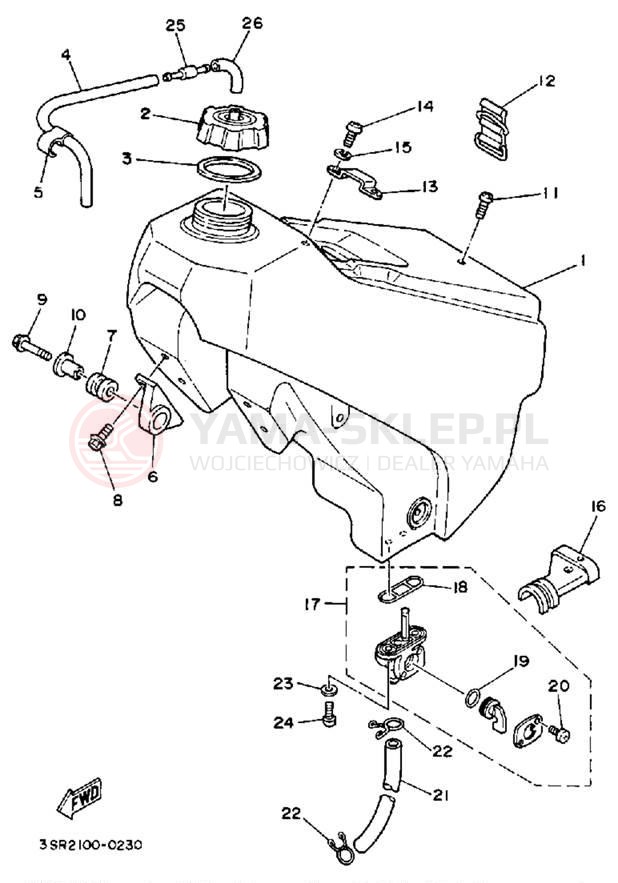 Schemat "zbiornik paliwa" do Yamaha YZ125A