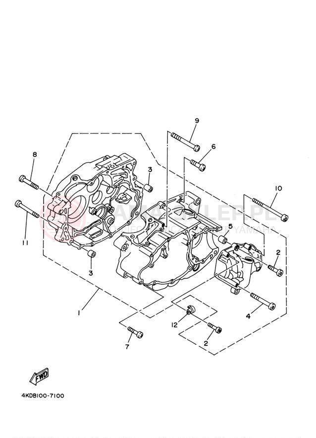 Schemat "Obudowa silnika" do Yamaha TIMBERWOLF 4WD YFB250FWM